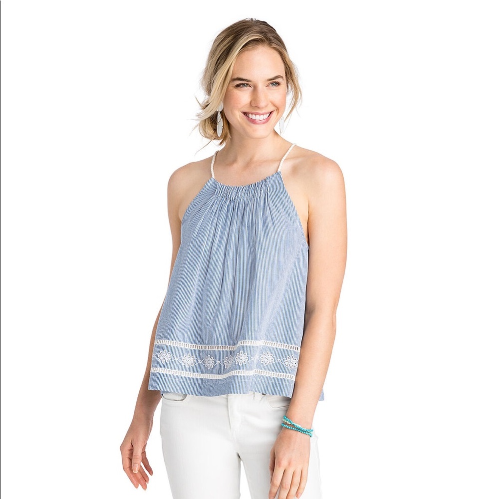 NWT Vineyard Vines Sandbar Stripe Embroidered Top